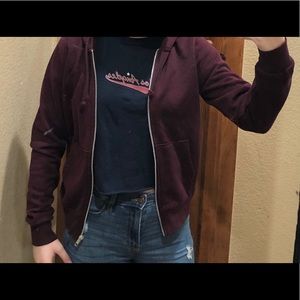 Burgundy zip up hoodie !!